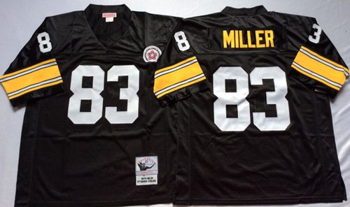 Mitchell And Ness Steelers #83 Heath Miller Black Throwback Stitched NFL Jersey - Click Image to Close